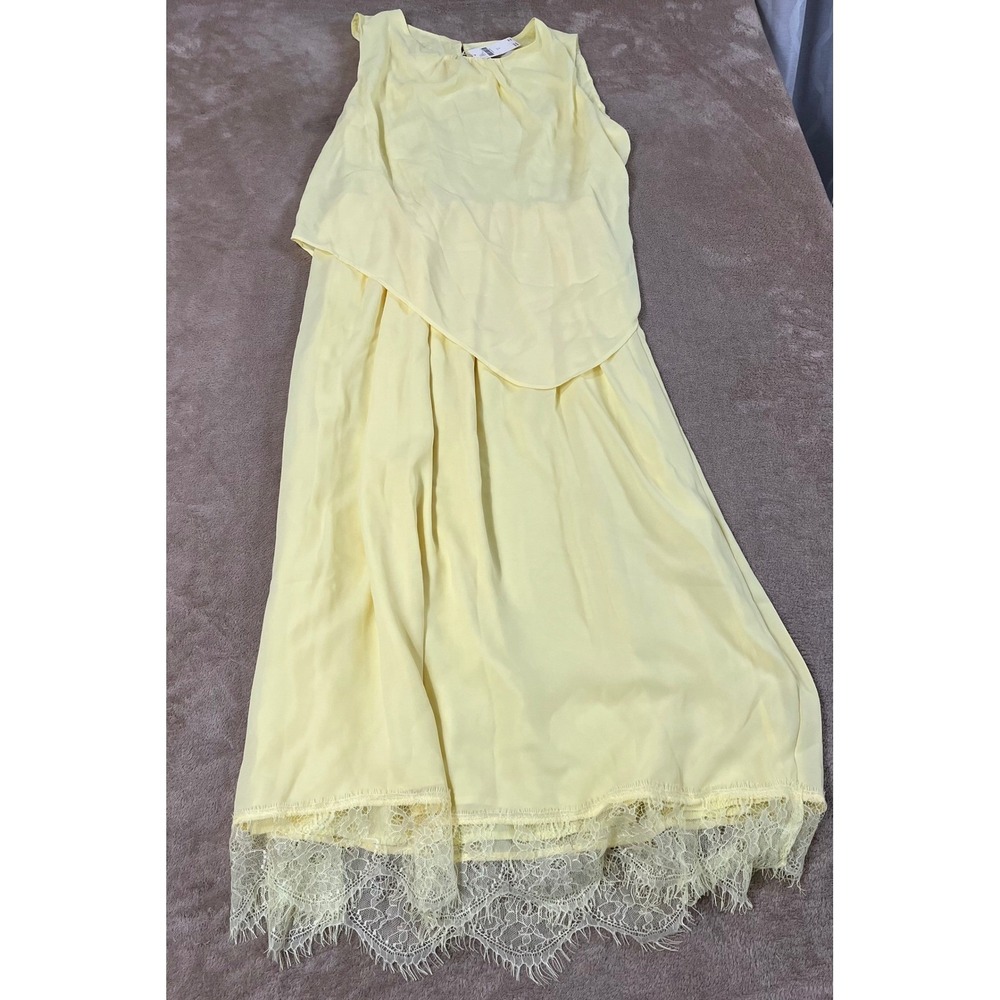 Exquise Anthropologie Alix Lace Midi Dress Women's Small Yellow Polyester NEW
